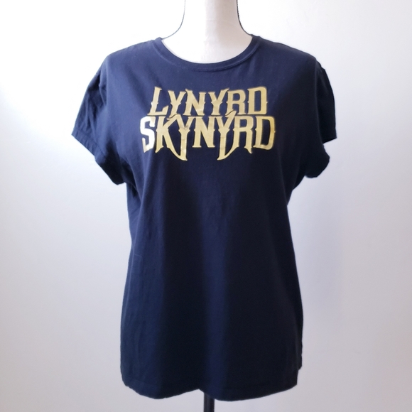 vintage vinyl Tops - Lynard Skynard Support Southern Rock Tee, Black